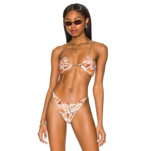 New. L*SPACE orange paisley chain bikini top. Medium. Retails $99 - Picture 9 of 11